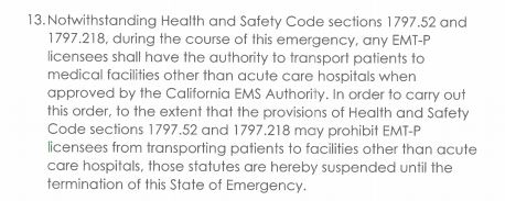 CA Waiver for EMTs COVID19