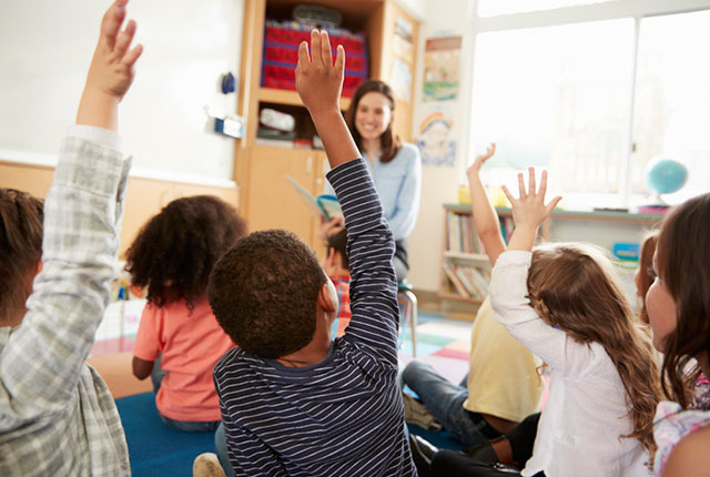 Children with teacher